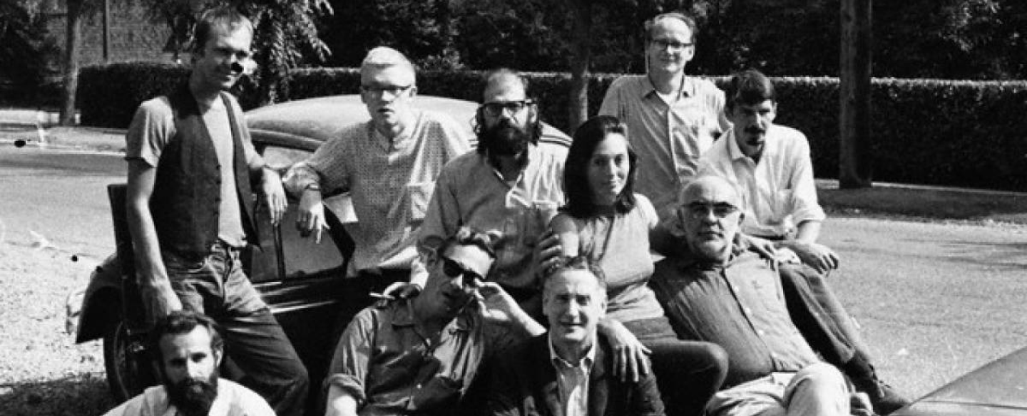 Photograph of poets assembled for action; Vancouver, 1982